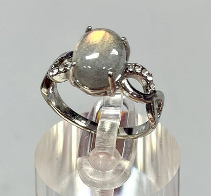 Natural Labradorite Stainless Steel Ring