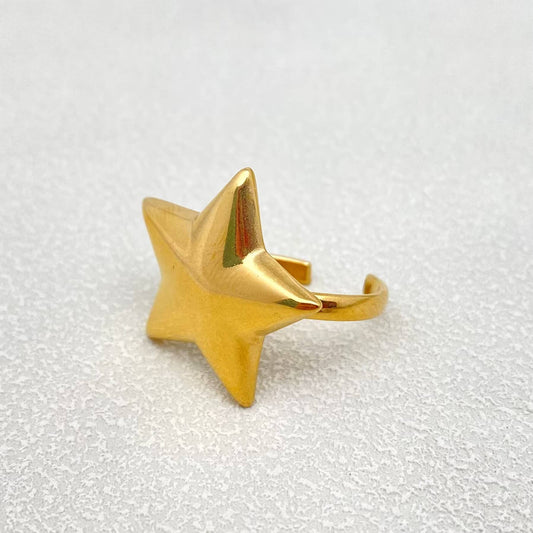 Glossy Star 18K Gold Adjustable Ring
