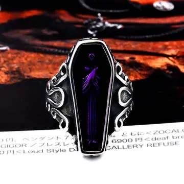 Purple Vampire Coffin Ring