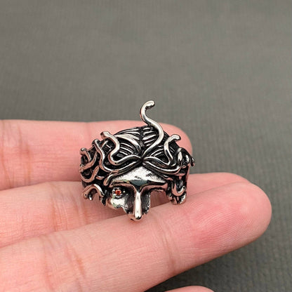 Stainless Steel Medusa Half Face Ring