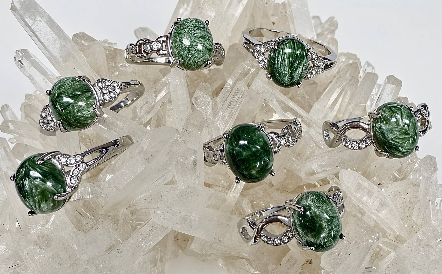 Natural Seraphinite Stainless Steel Ring