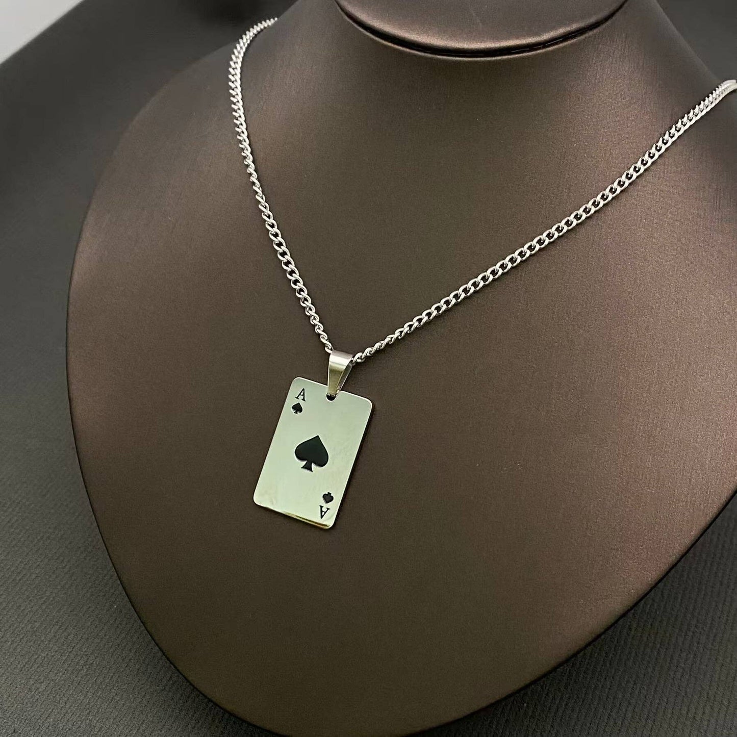 Poker Aces ♤ Stainless Steel Pendant Necklace