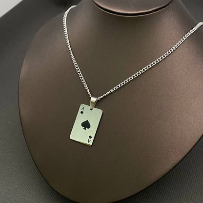 Poker Aces ♤ Stainless Steel Pendant Necklace