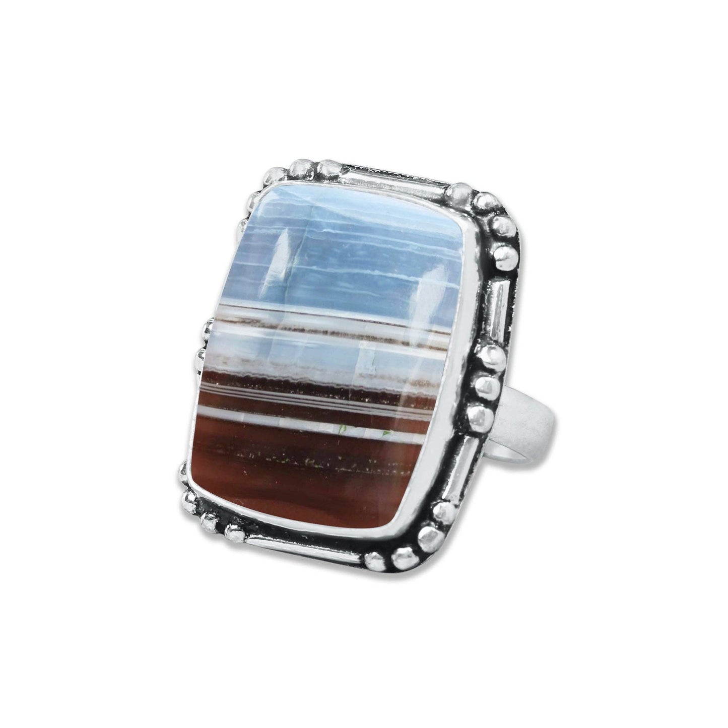 Blue Owyhee Opal Rings ☆ Handmade, Silver-Plated, Soft Sky-Toned Gemstone