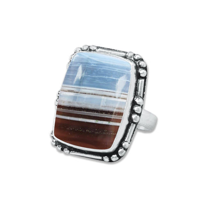 Blue Owyhee Opal Rings ☆ Handmade, Silver-Plated, Soft Sky-Toned Gemstone