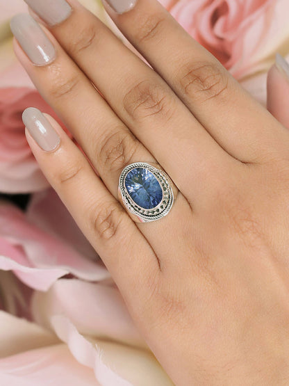 925 Silver Regal Blue Mystic Quartz Gemstone Ring