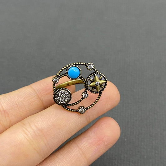 Lucky Star Compasses Bronze Adjustable Ring