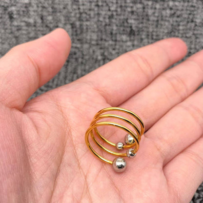 Two Tone Steel Ball 18K Gold Plated Stainless Steel Ring