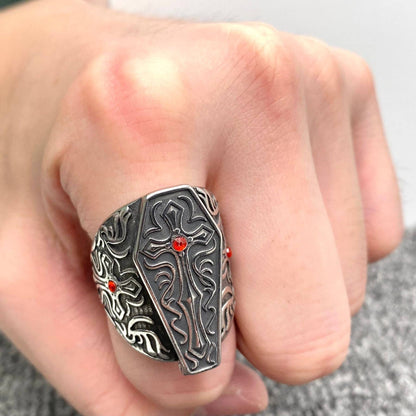 Opening Coffin Stainless Steel Ring