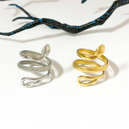 Hollow Snake Adjustable Open Ring