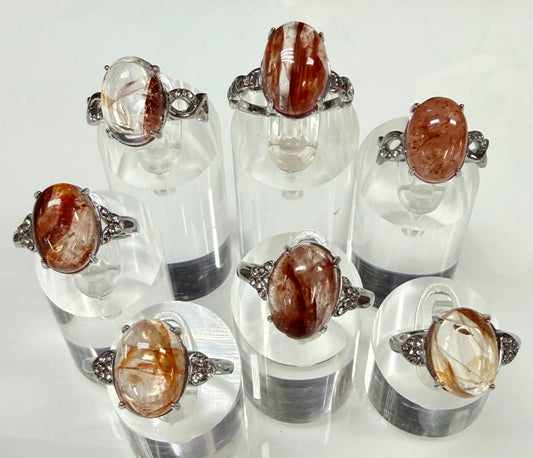 Natural Fire Quartz ☆Hematoid☆ Stainless Steel Ring