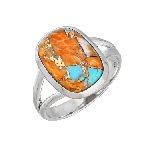 Sterling Silver Oyster Copper Turquoise Statement Ring