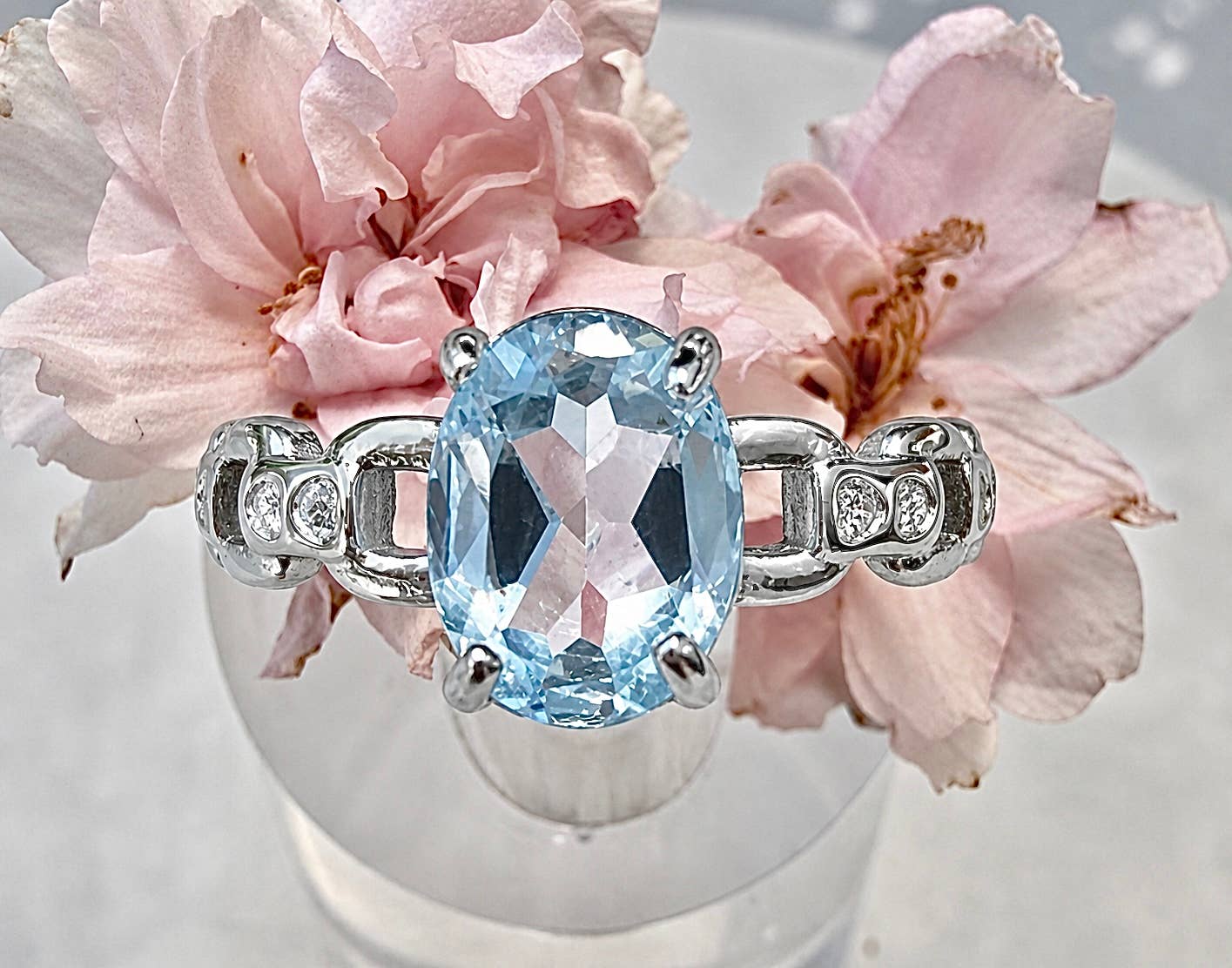 Faceted London Blue Topaz Stainless Steel Rings