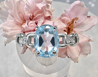 Faceted London Blue Topaz Stainless Steel Rings