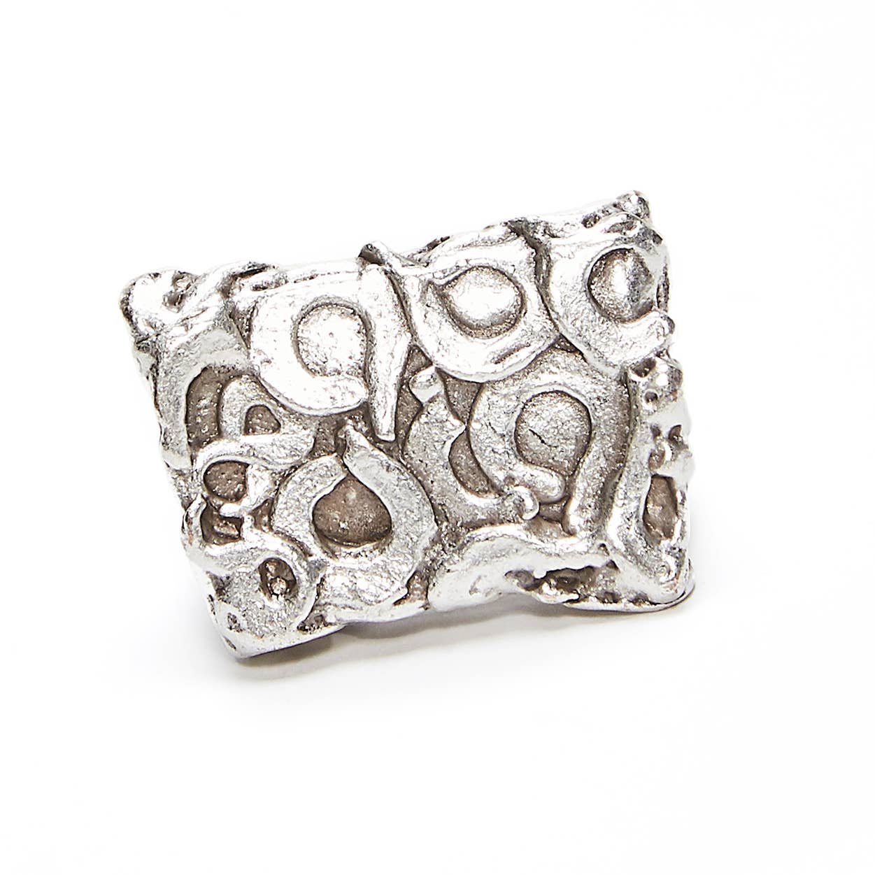 Abstract Handmade Brass Ring - 945 Silver Plated