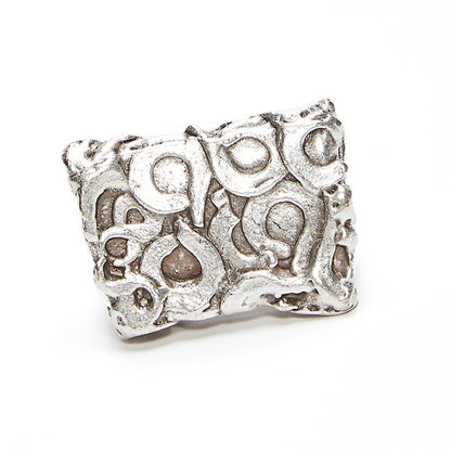 Abstract Handmade Brass Ring - 945 Silver Plated