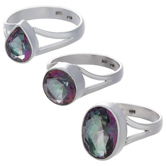 Mystic Topaz Sterling Silver Split Shank Ring