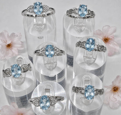 Faceted London Blue Topaz Stainless Steel Rings