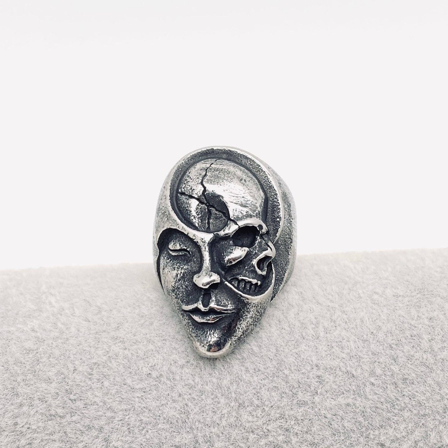 Double Face Gothic Stainless Steel Skull Ring