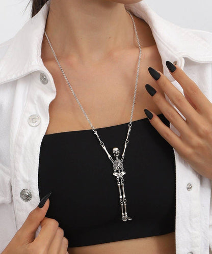 Silver Hanging Skeleton Necklace