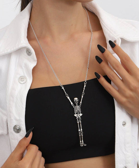 Silver Hanging Skeleton Necklace