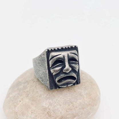 Comedy/Tragedy Ring 🎭 Stainless Steel Smiling Face and Crying Face Ring
