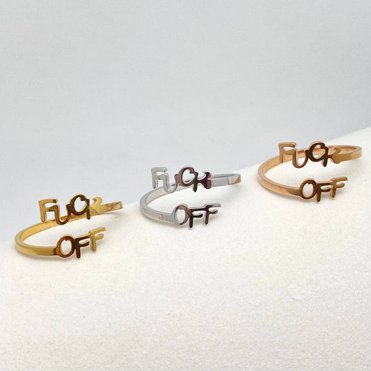 'Fuck Off' 🖕Gold-Plated Stainless steel Adjustable Ring