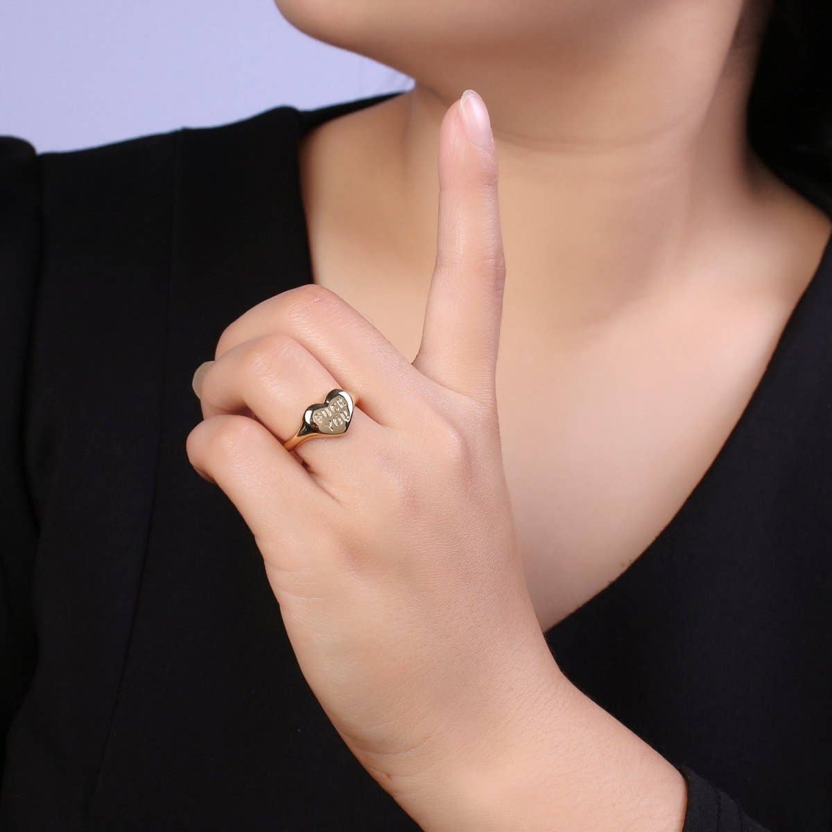 Gold Fuck You Heart Shaped Signet Ring