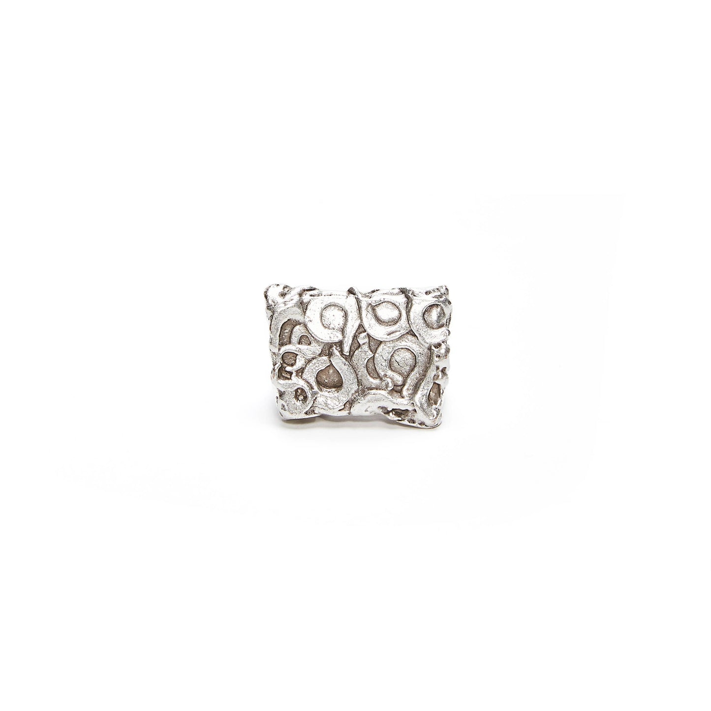 Abstract Handmade Brass Ring - 945 Silver Plated