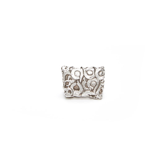 Abstract Handmade Brass Ring - 945 Silver Plated