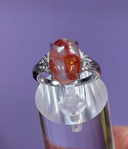 Natural Fire Quartz ☆Hematoid☆ Stainless Steel Ring