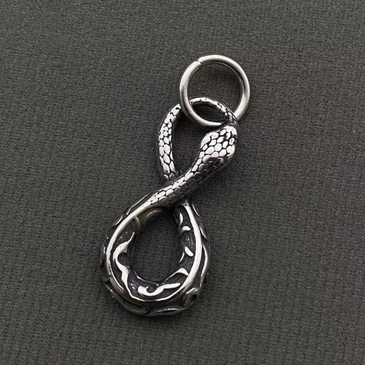 Ouroboros Stainless Steel Snake Pendant on Chain