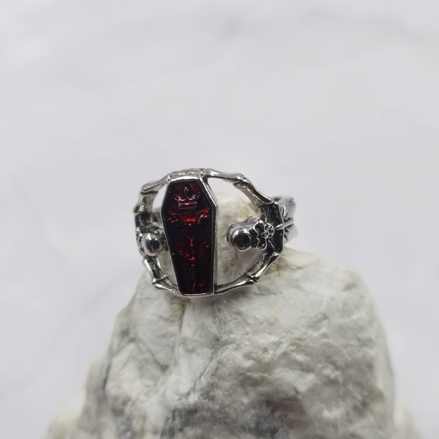 Coffin Ring with Double Skeletons