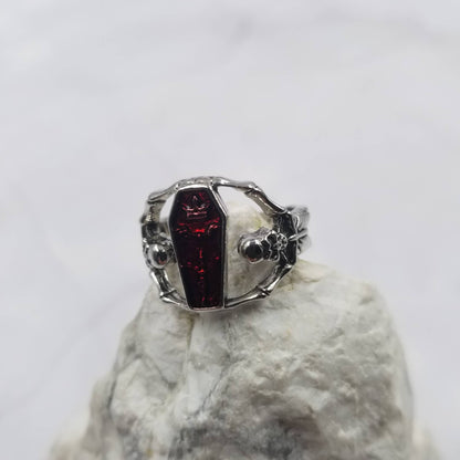 Coffin Ring with Double Skeletons