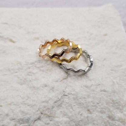 Triple Stacked Wave Ring