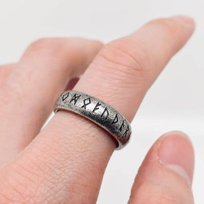 Viking Text Luen Rune Titanium Steel Ring