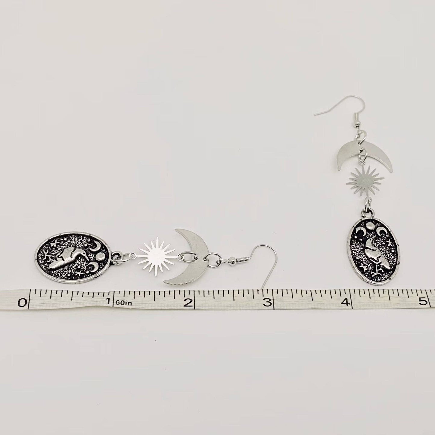Dark Crow Pattern Pendant⭐️ Star Moon Earrings