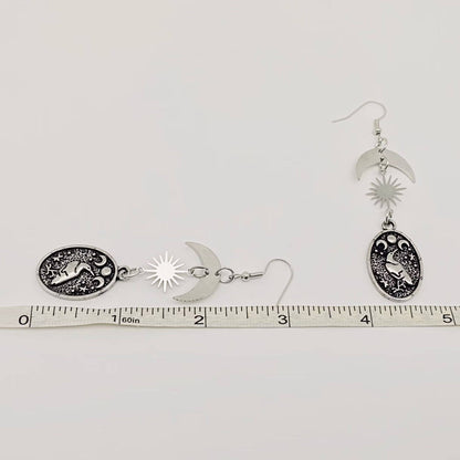 Dark Crow Pattern Pendant⭐️ Star Moon Earrings