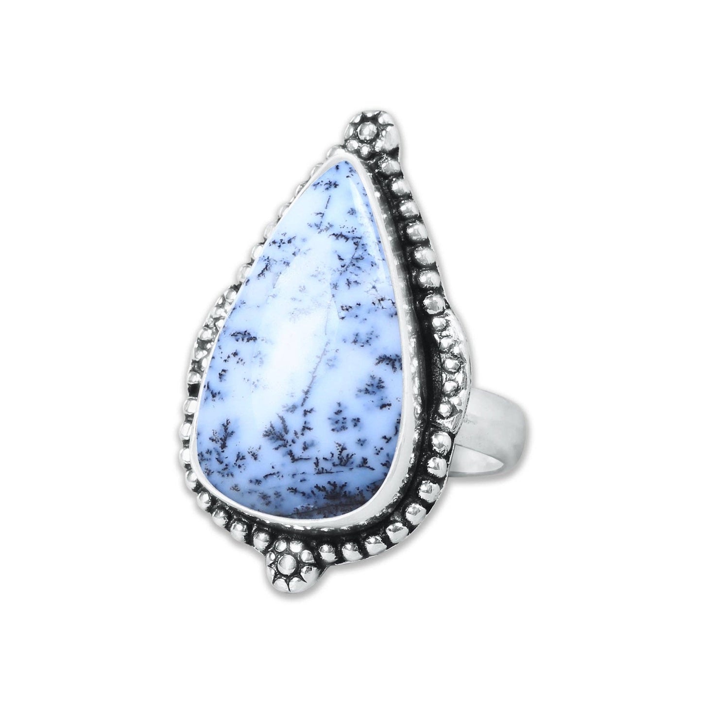 Dendrite Opal Ring ☆ Handmade, Silver-Plated (US Sizes 6–10)