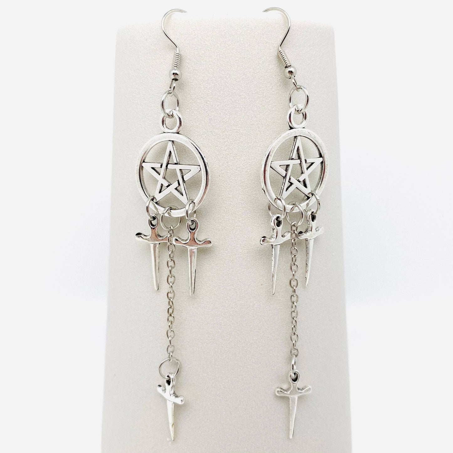 Five-pointed Star Dagger Gothic Earrings ✨️ Extra Long Dangle