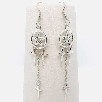 Five-pointed Star Dagger Gothic Earrings ✨️ Extra Long Dangle