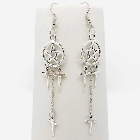 Five-pointed Star Dagger Gothic Earrings ✨️ Extra Long Dangle