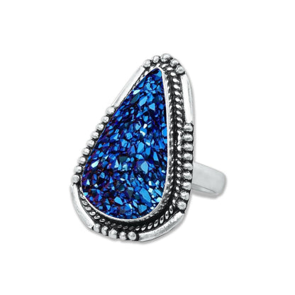 Titanium Druzy Rings – Handmade & Silver-Plated ☆ Sizes 6-10