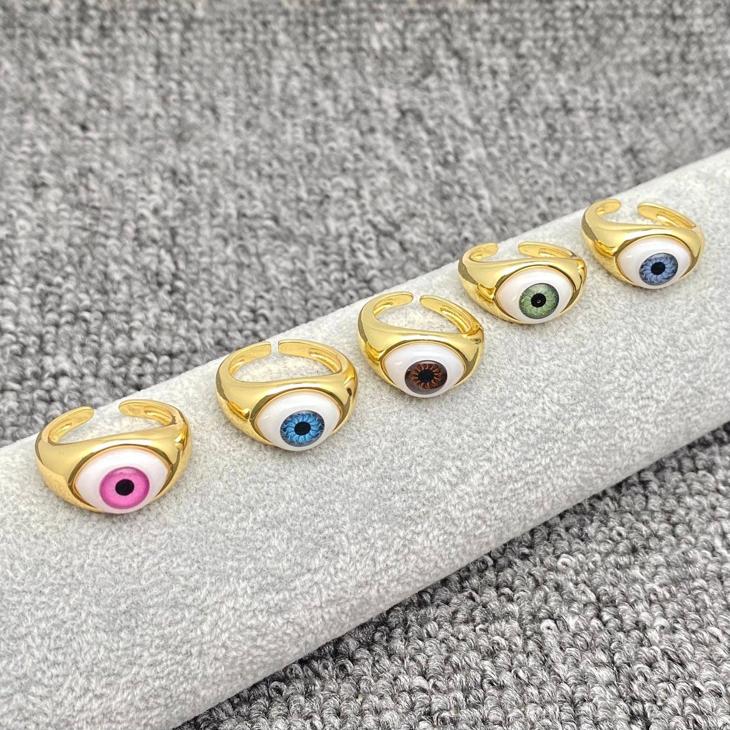 Brown Evil Eye 👁 Gold Plated Ring