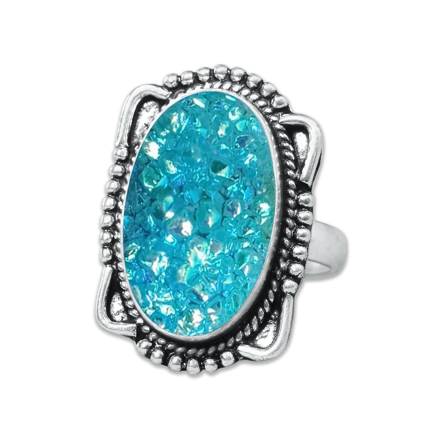Titanium Druzy Rings – Handmade & Silver-Plated ☆ Sizes 6-10