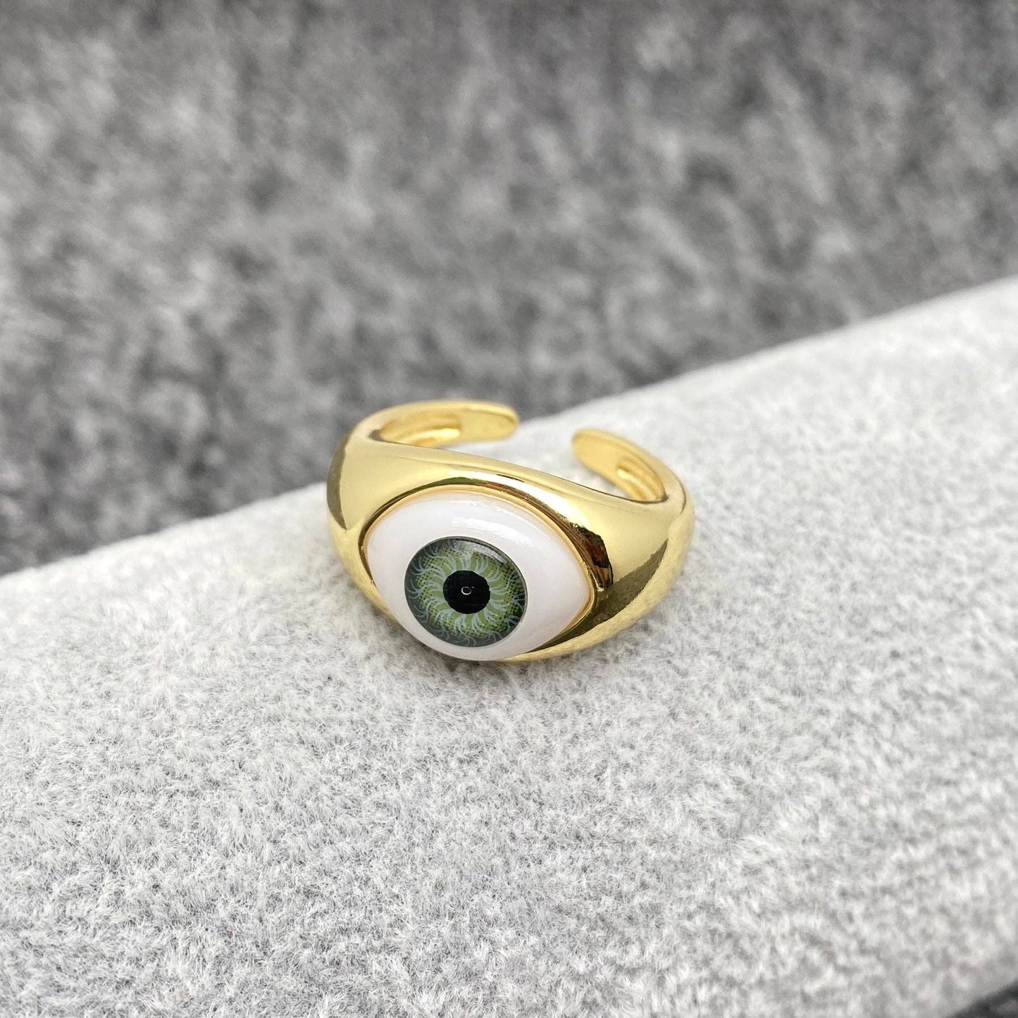 Brown Evil Eye 👁 Gold Plated Ring
