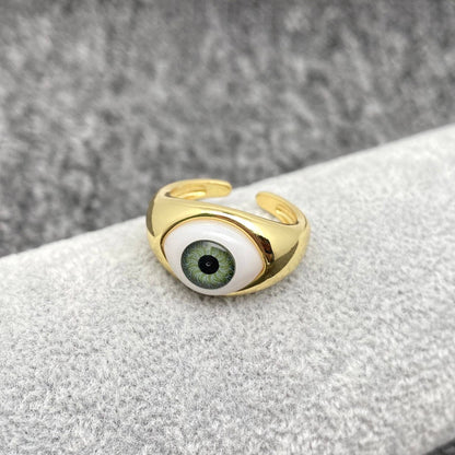 Brown Evil Eye 👁 Gold Plated Ring