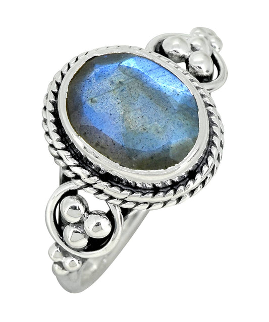 Labradorite Solid 925 Sterling Silver Solitaire Ring