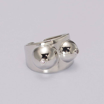 Breasts Ring ☆ Boobs in Gold or Silver, Adjustable