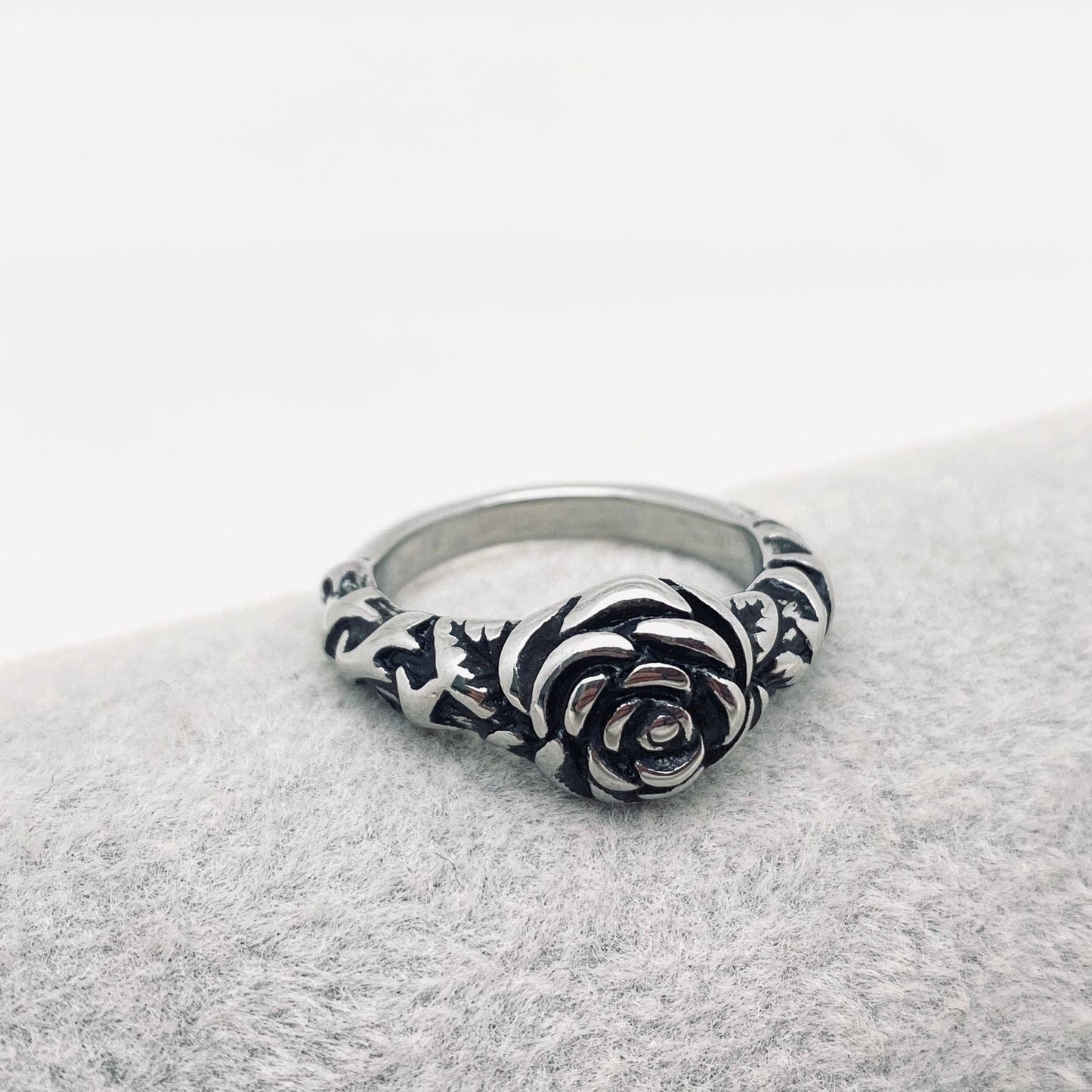 Stainless Steel Rose Ring